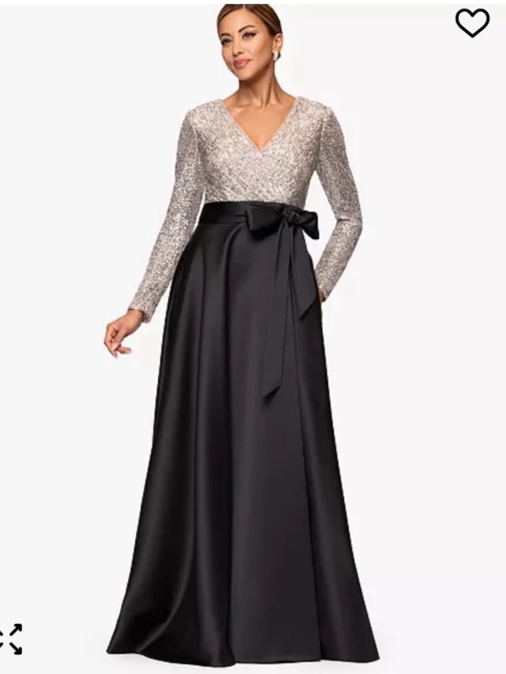 Xscape Sequin & Satin Long Sleeve Dress 14